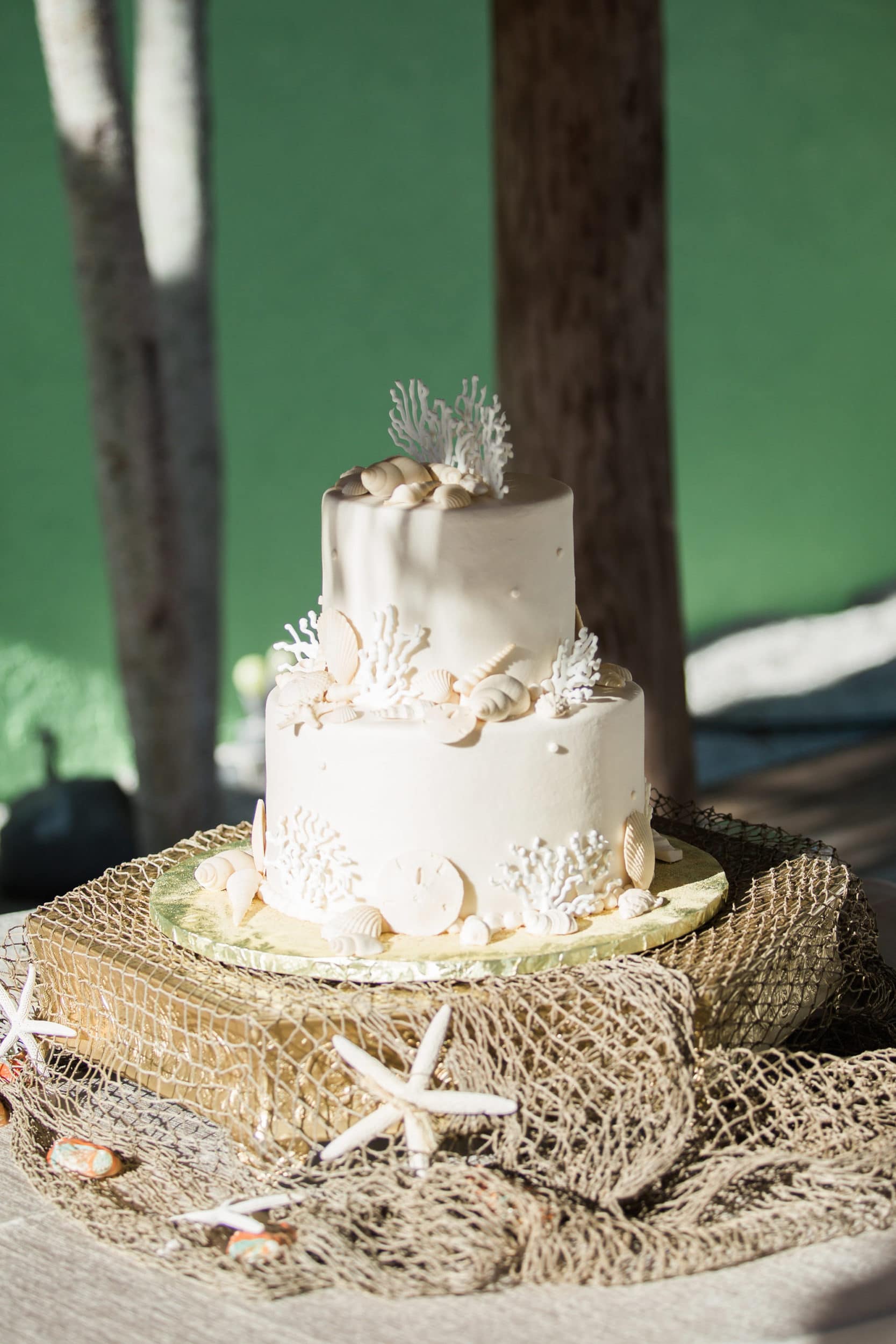 nautical themed white wedding cake
