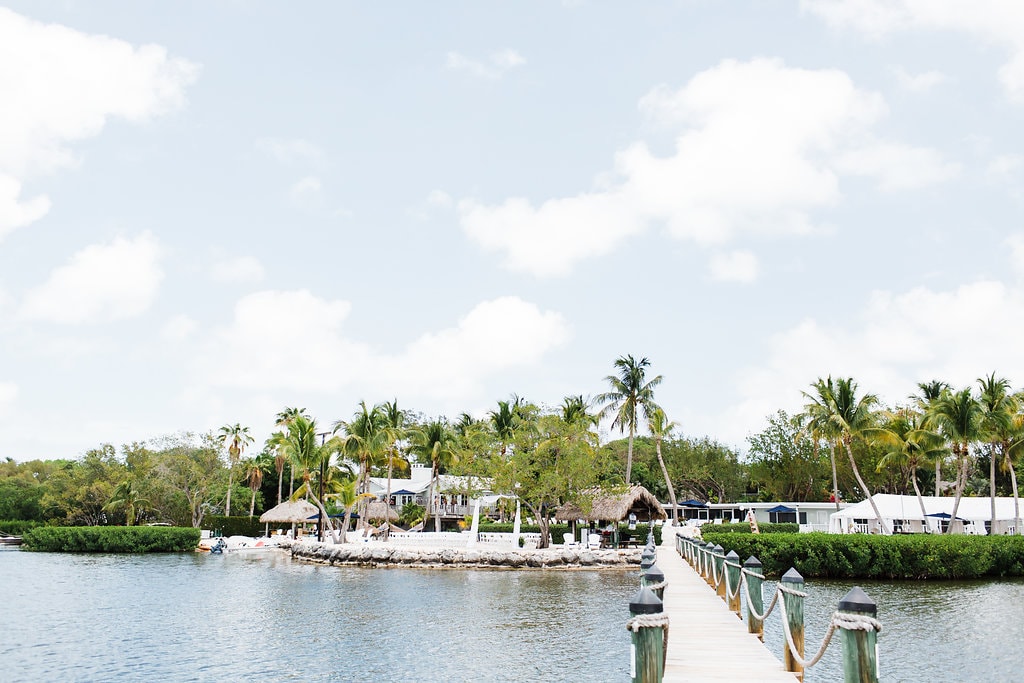 panoramic view of florida keys waterfront beach wedding ceremony location at coconut palm inn