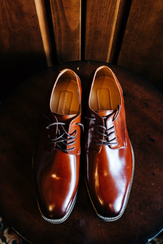 groom brown leather shoes